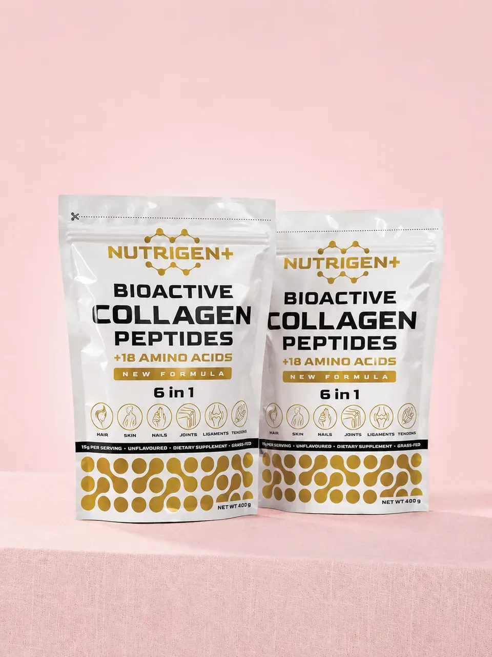 Биоактивен колаген 6 в 1 и Рибен колаген NutriGen+ една до друга