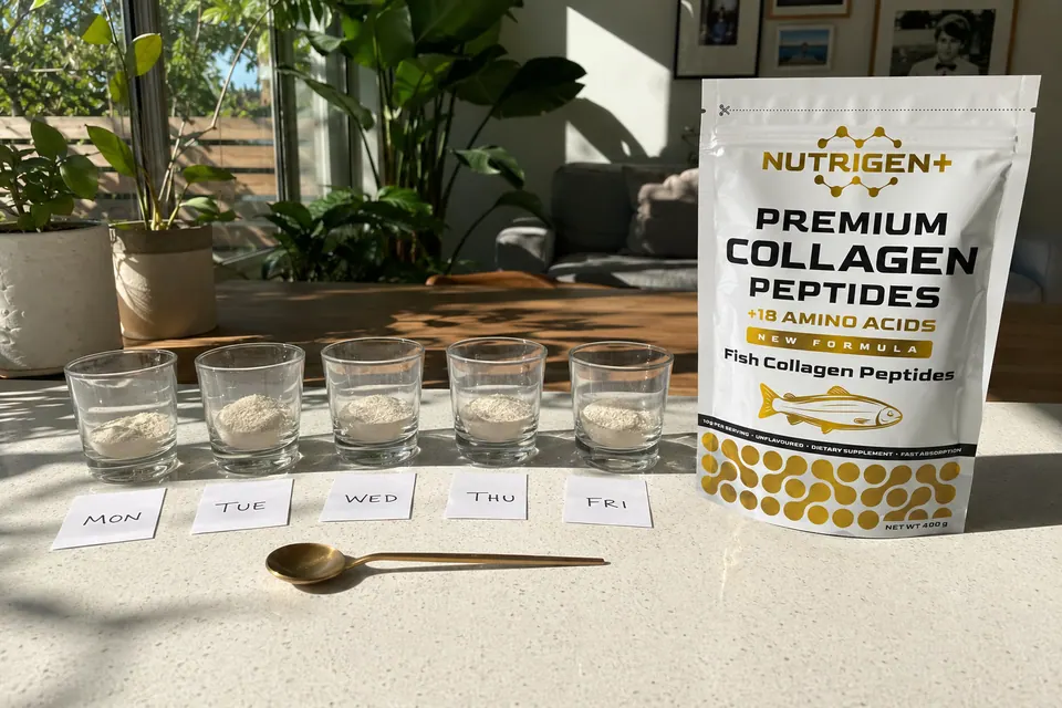 Дневни дози колаген за пет дни до опаковка NutriGen+ Рибен колаген