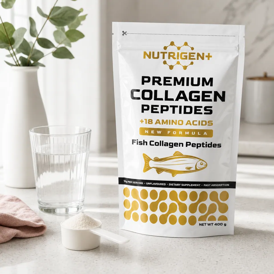 Рибен колаген NutriGen+ с чаша вода